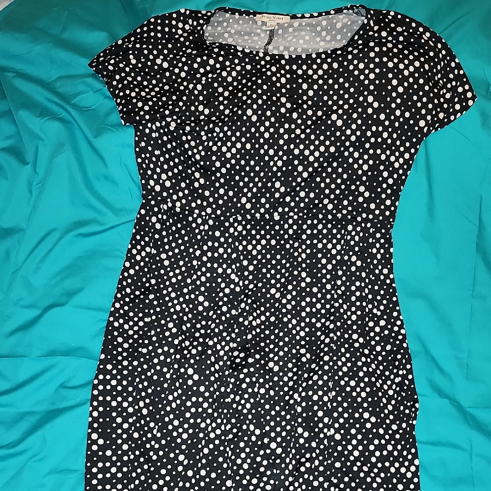 Petite Studio Works Monochrome Polka Dot Midi Dress